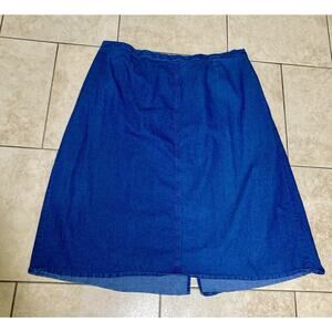 VTG Allison Daley Plus Size Denim Skirt 24W Elastic Waist Midi Stretch Back Slit